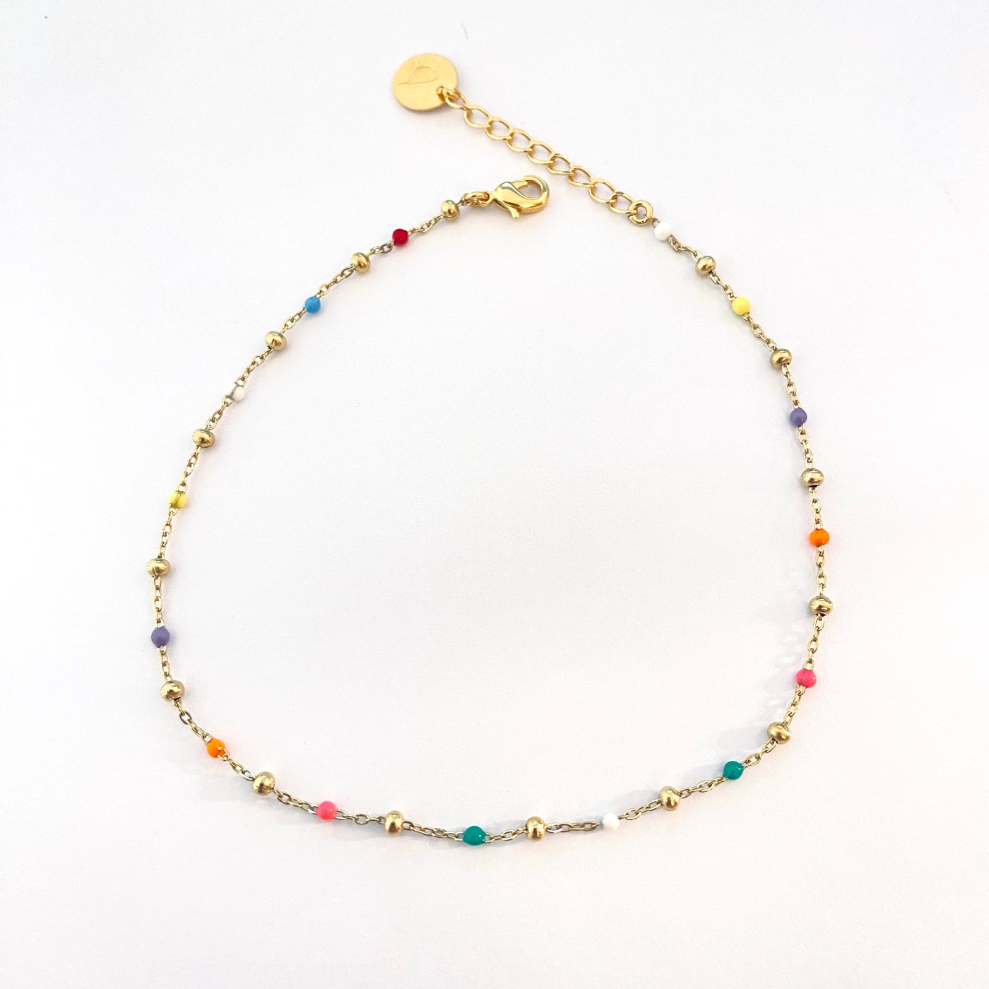 POULETTE - Bracelet cheville plaqué or multicolore