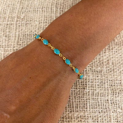 AVENA - Bracelet plaqué or turquoise