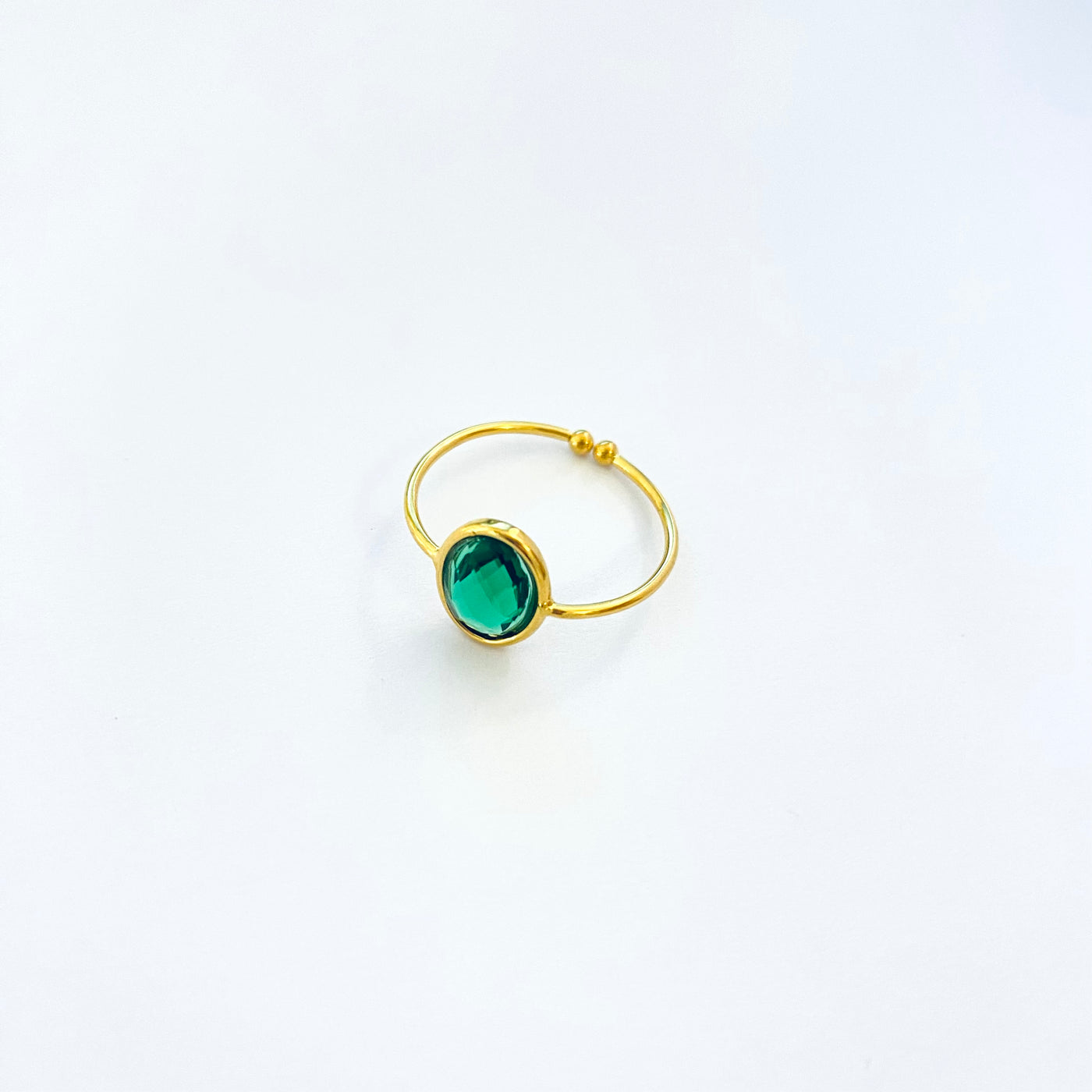 PAMPA - Green gold plated ring