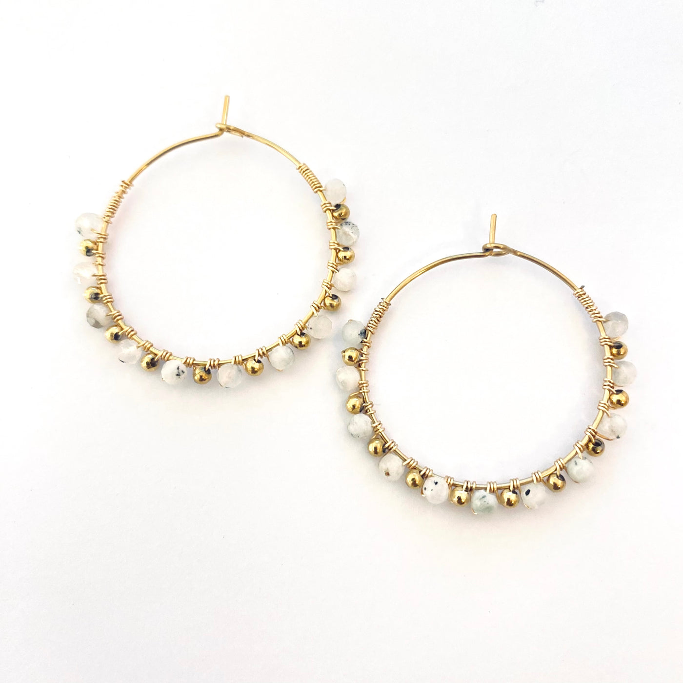 DIVA - White gold plated hoop earrings