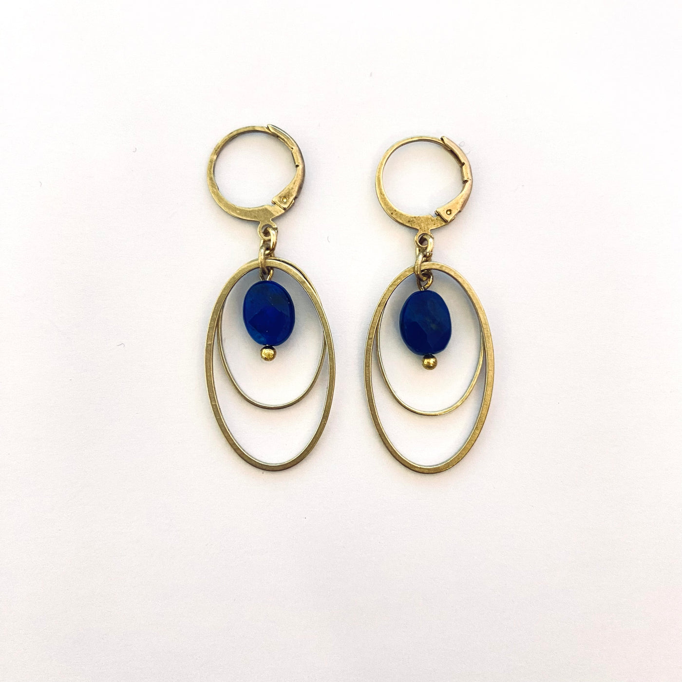 HAZEL mini - Blue brass earrings