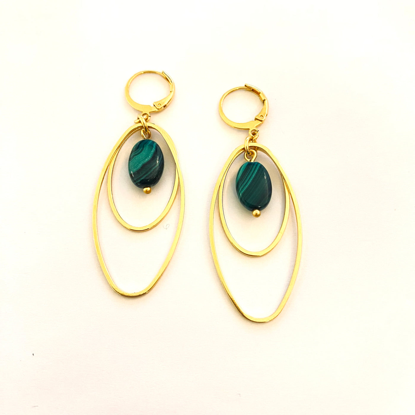 HAZEL - Green gold plated earrings
