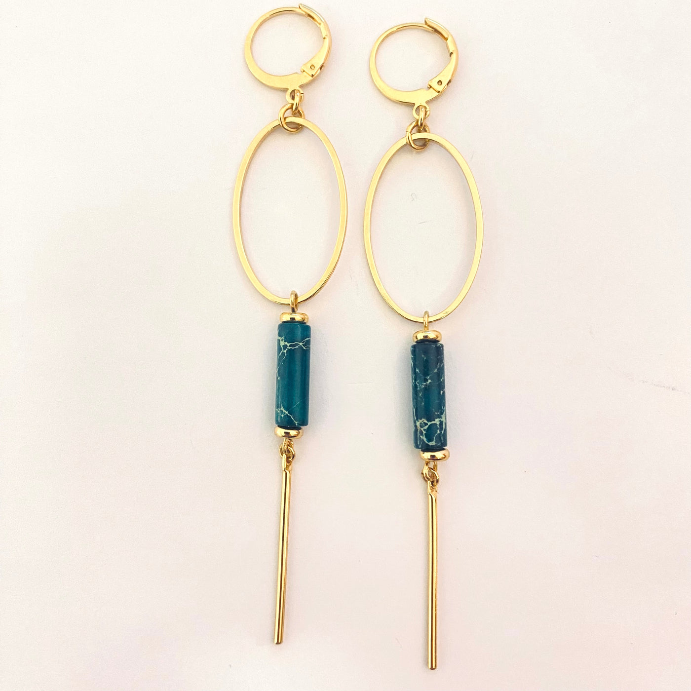 JUSTINE - Green gold plated earrings