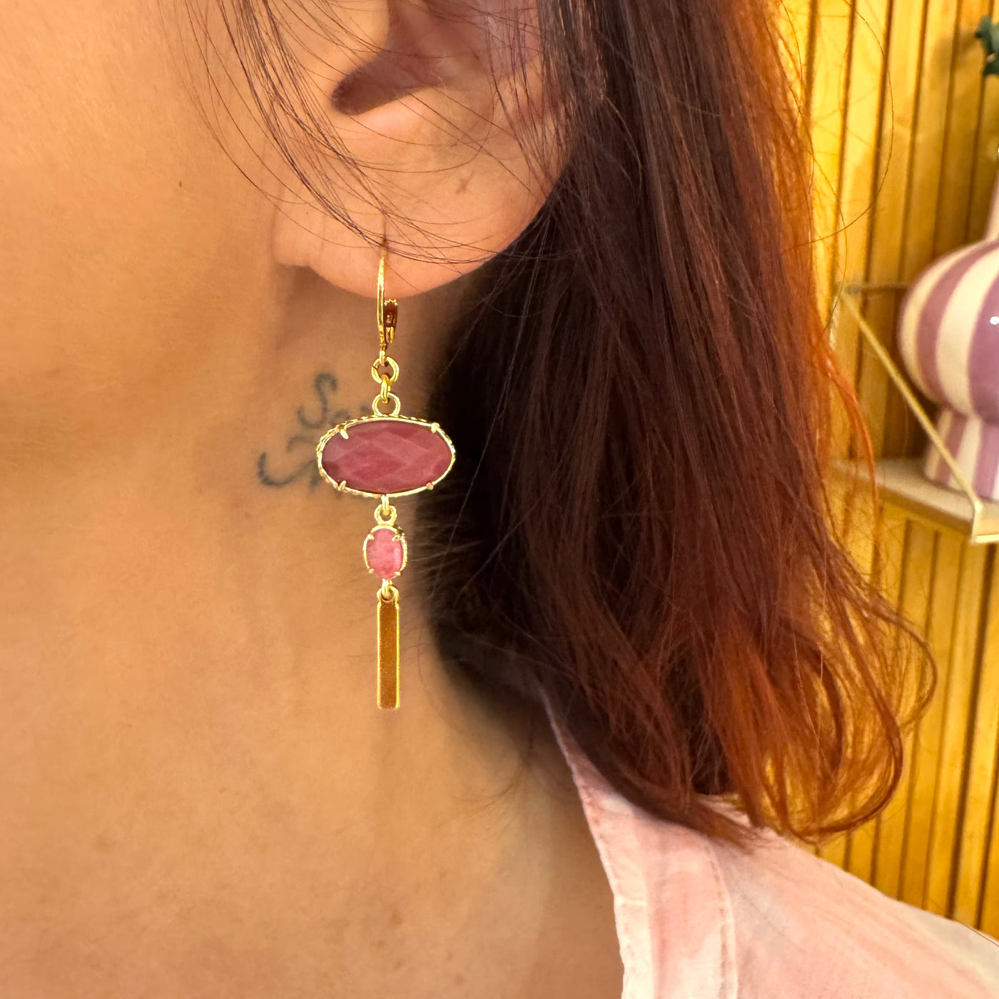 CHARLIE - Boucles en plaqué or rose fuchsia