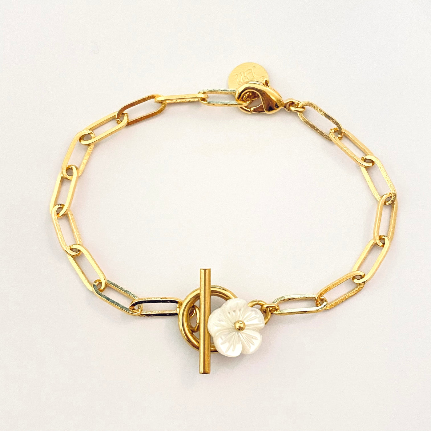 CESAR flower - Bracelet en plaqué or blanc