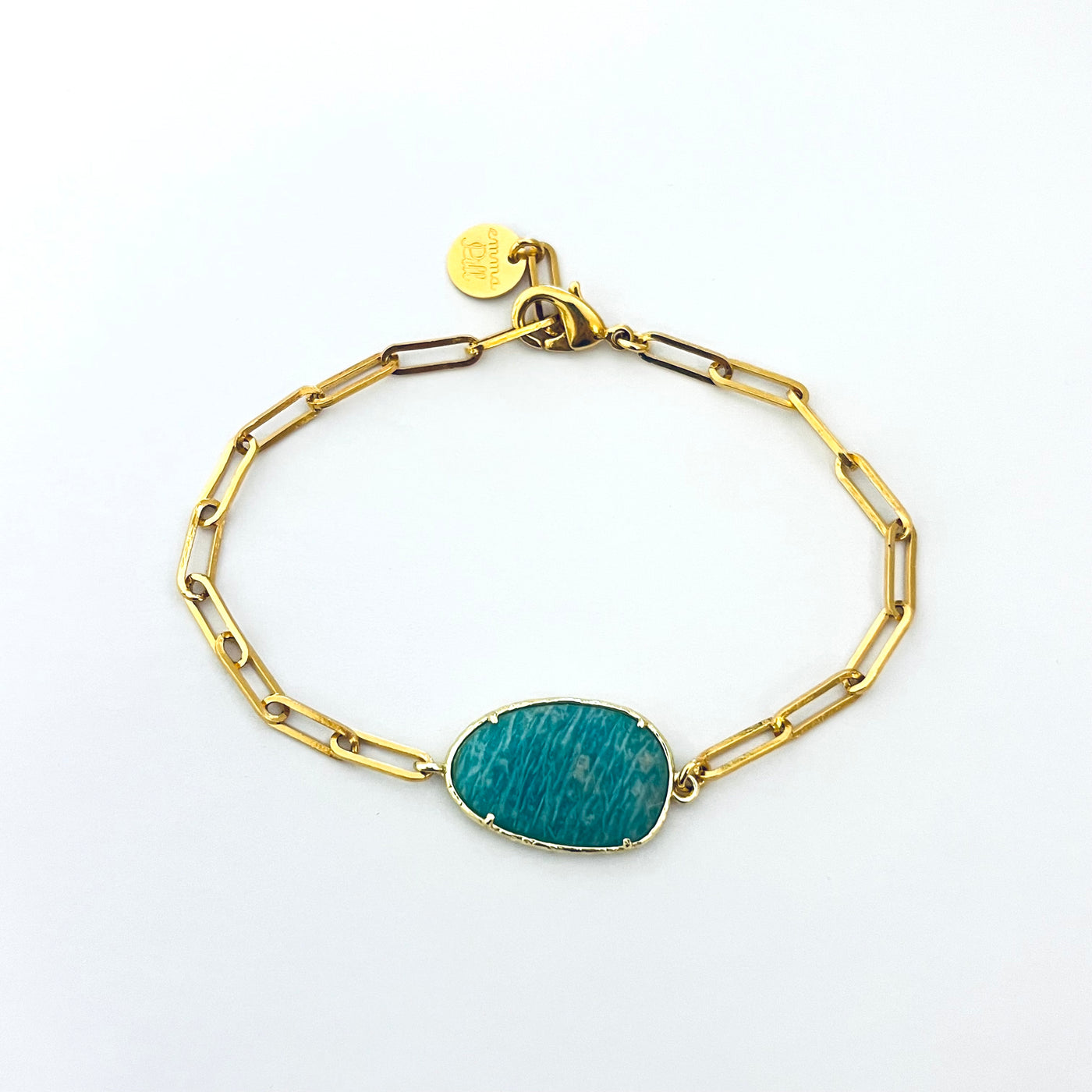 COLETTE - Bracelet plaqué or vert d'eau