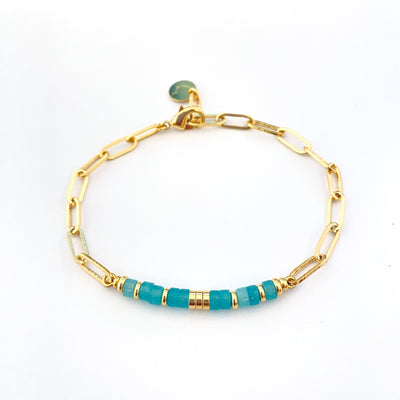 EDDY - Bracelet plaqué or bleu