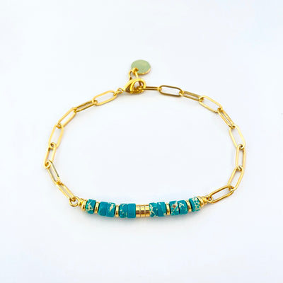 EDDY - Bracelet plaqué or turquoise