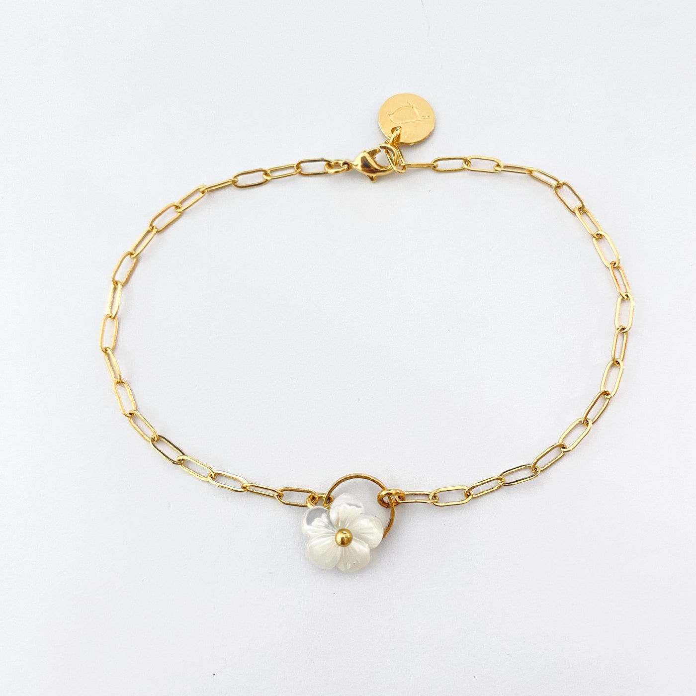 FLOWER - Bracelet plaqué or blanc