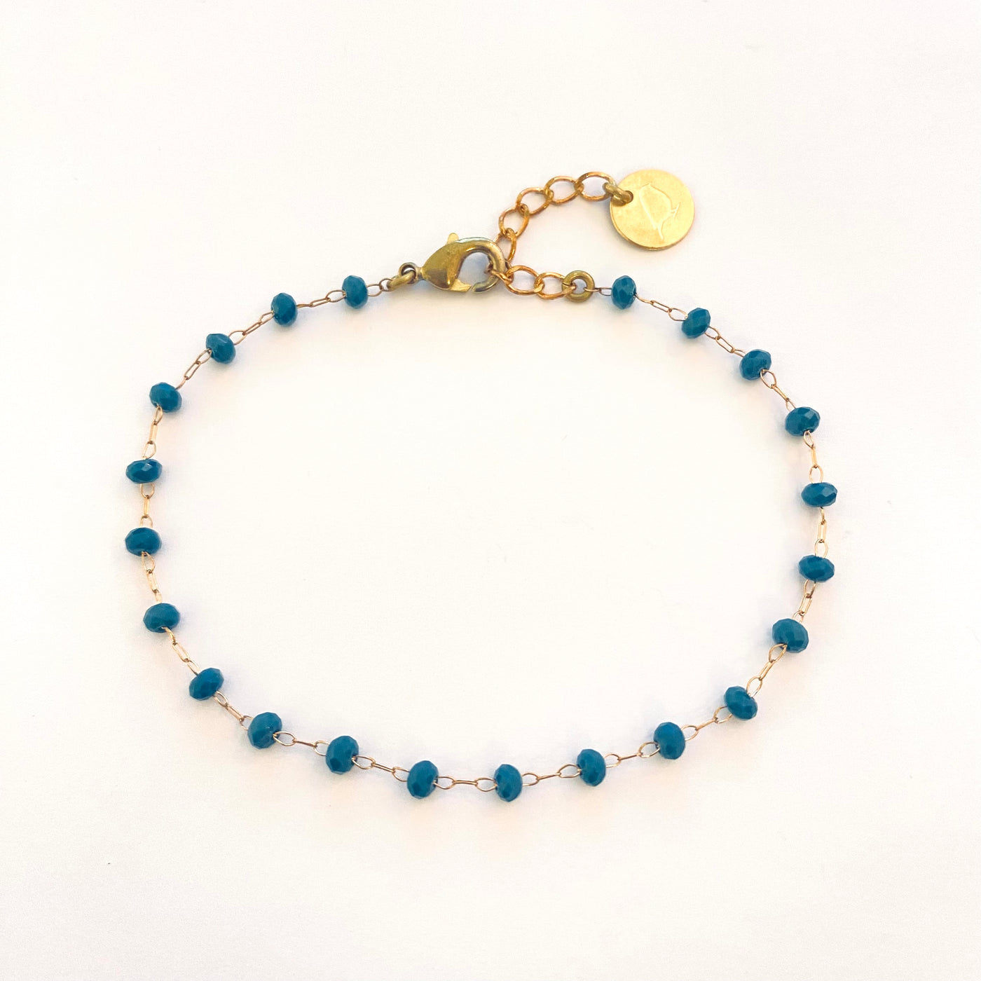 INES - Bracelet en laiton bleu