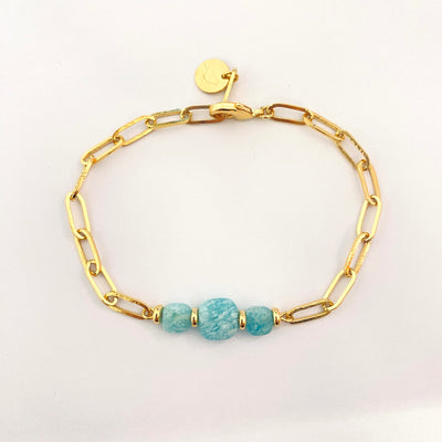 PACIFIC - Bracelet plaqué or turquoise