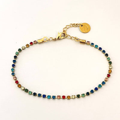 STRASS - Bracelet plaqué or multicolore