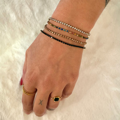 STRASS - Bracelet plaqué or multicolore