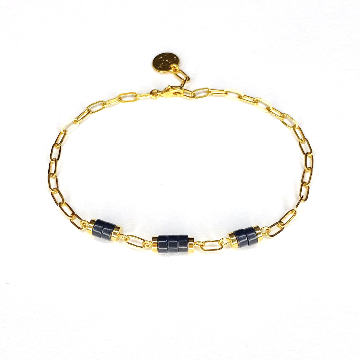 DARIUS - Bracelet en plaqué or noir
