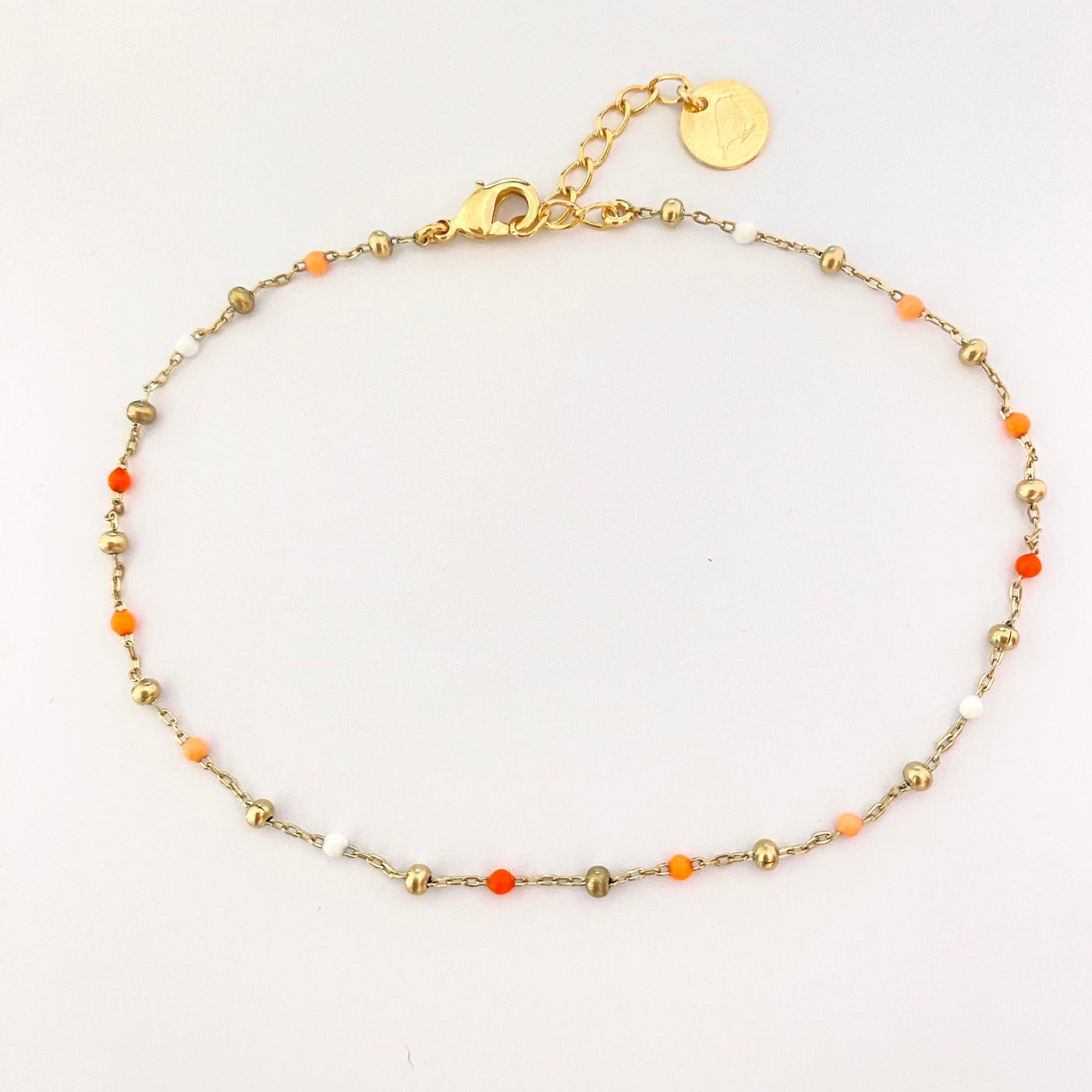 POULETTE - Bracelet cheville plaqué or orange blanc