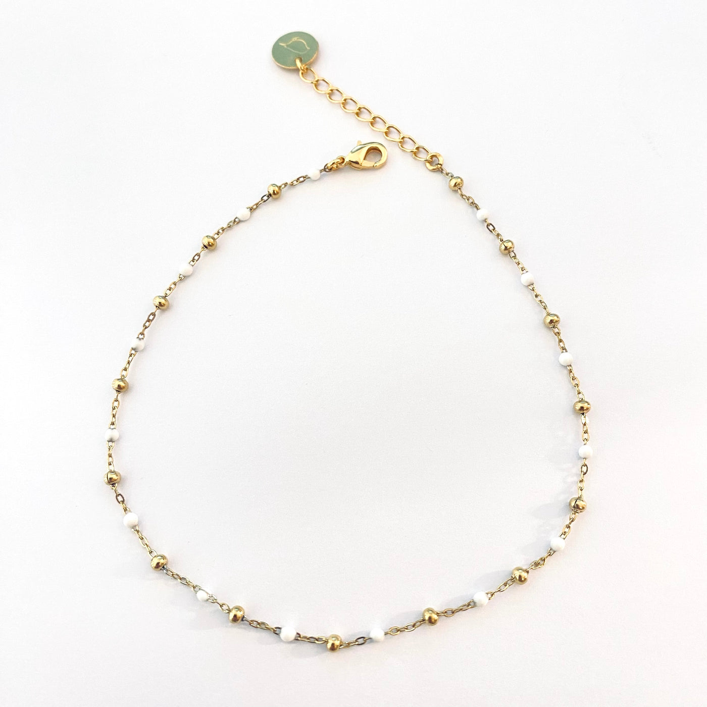 POULETTE - Bracelet cheville plaqué or blanc