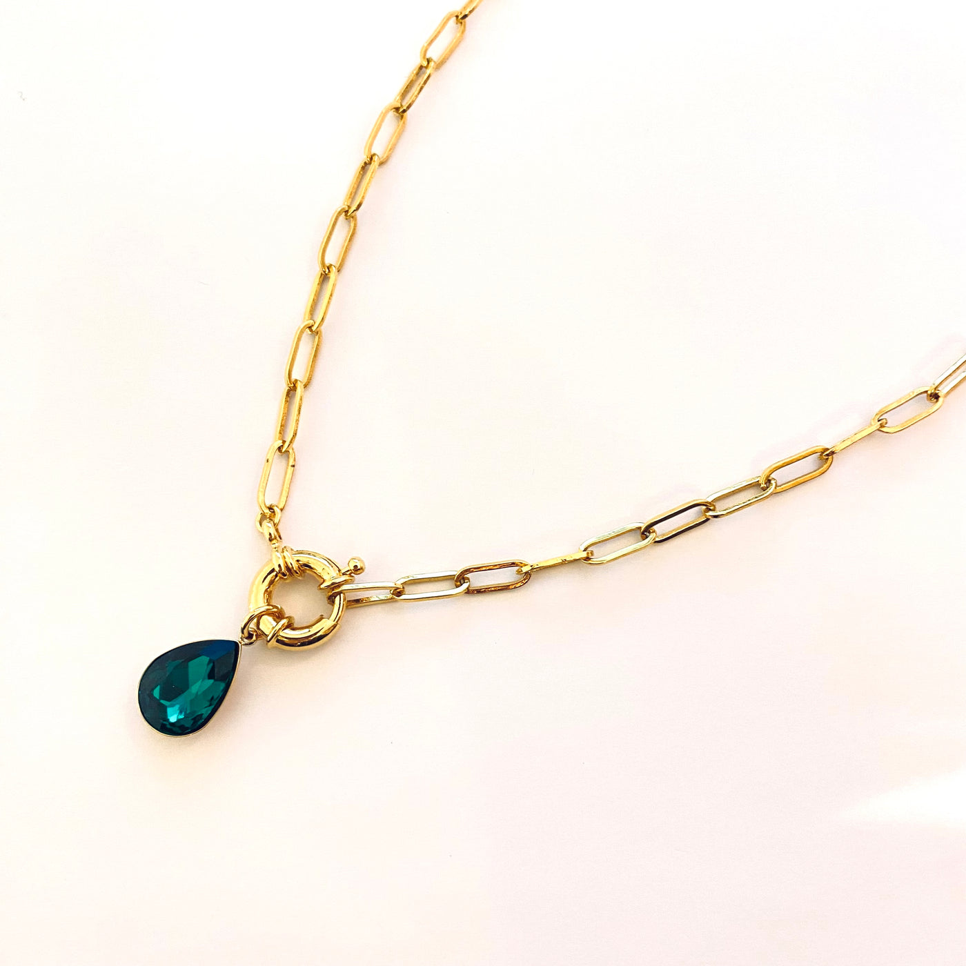 OSCAR - Emerald gold plated necklace