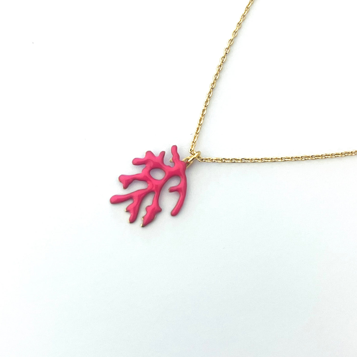 CORAIL - Collier plaqué or fuchsia