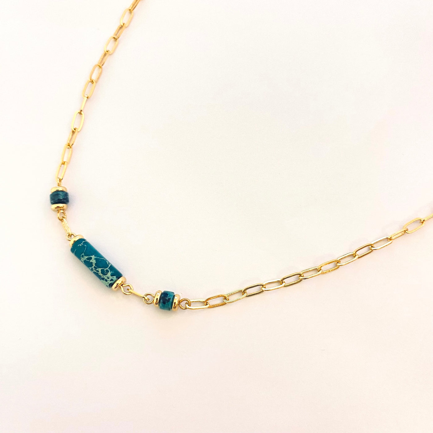 HESTIA - Green gold plated necklace