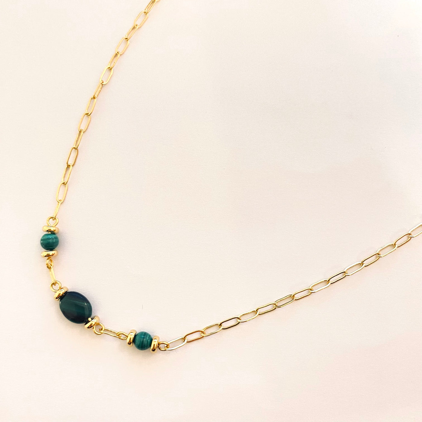 HESTIA - Malachite gold plated necklace