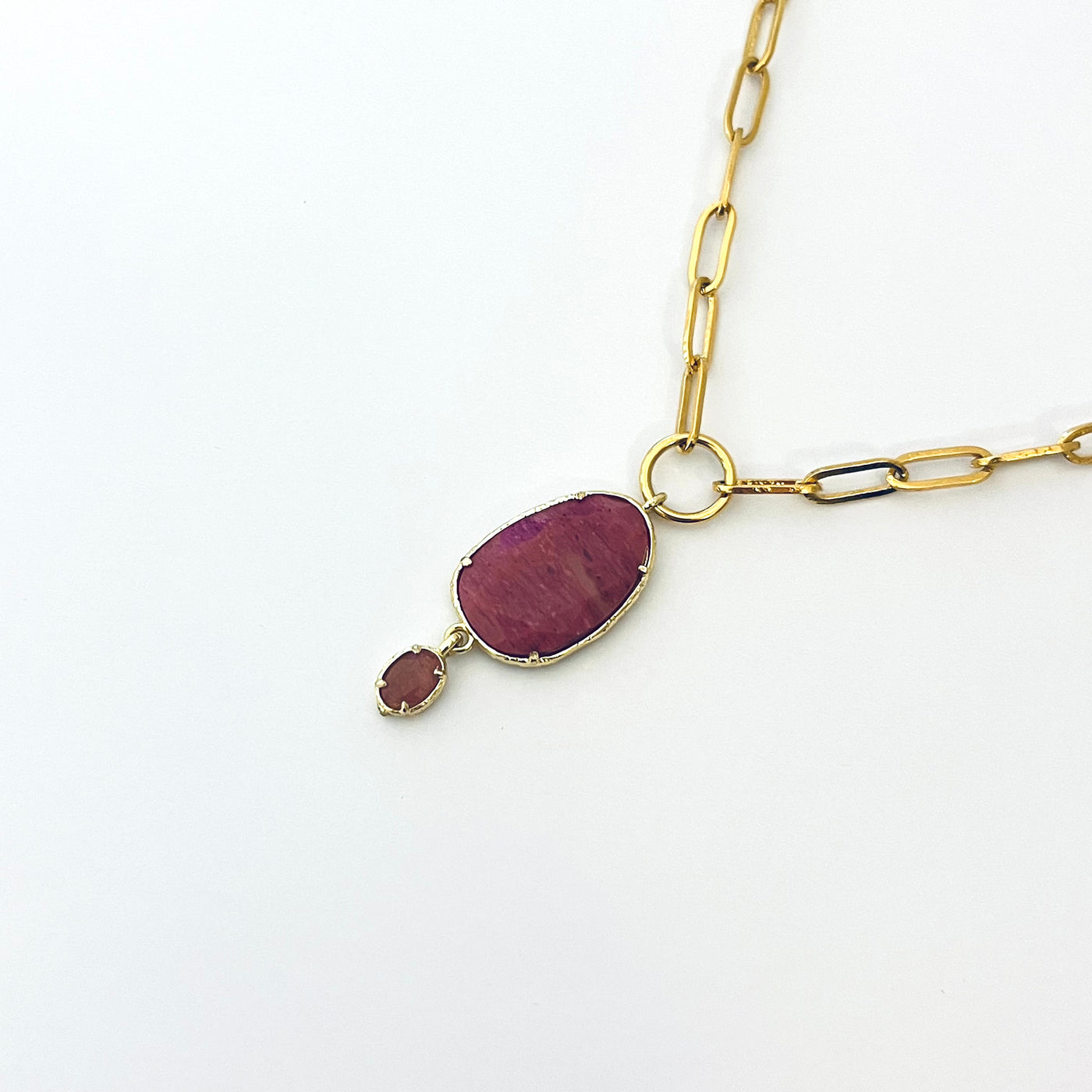 COLETTE - Collier plaqué or fuchsia