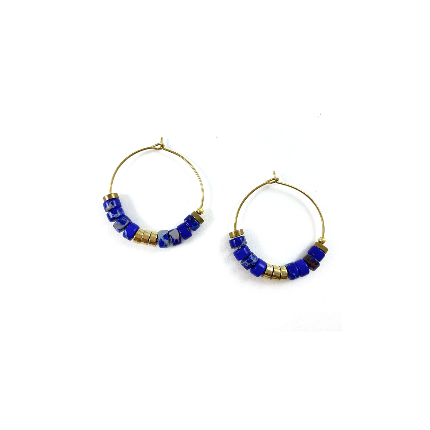 EDDY - Blue brass hoop earrings