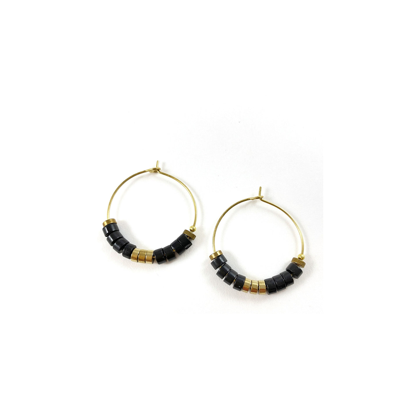 EDDY - Black brass hoop earrings