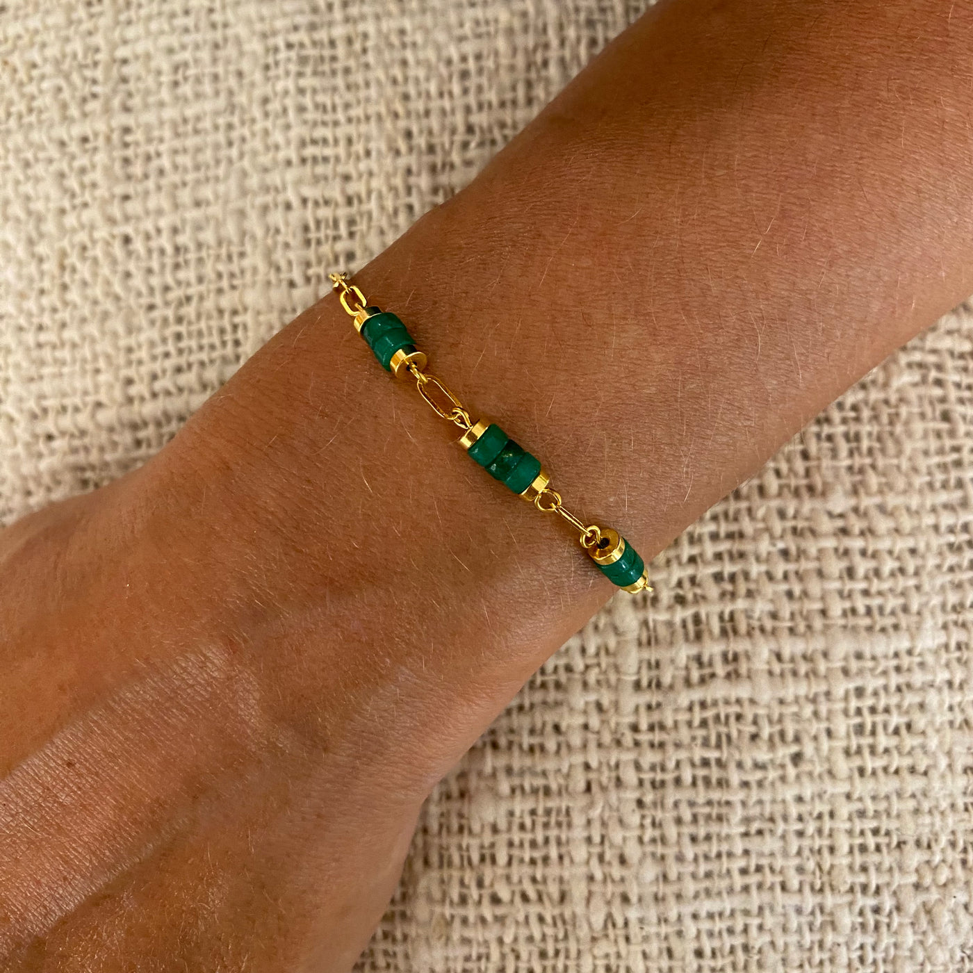 DARIUS - Bracelet en plaqué or vert