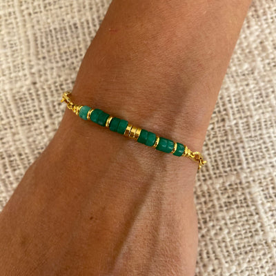 EDDY - Bracelet plaqué or vert