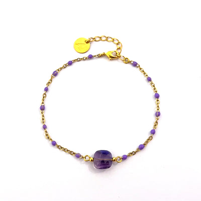 PIERRETTE - Bracelet plaqué or mauve