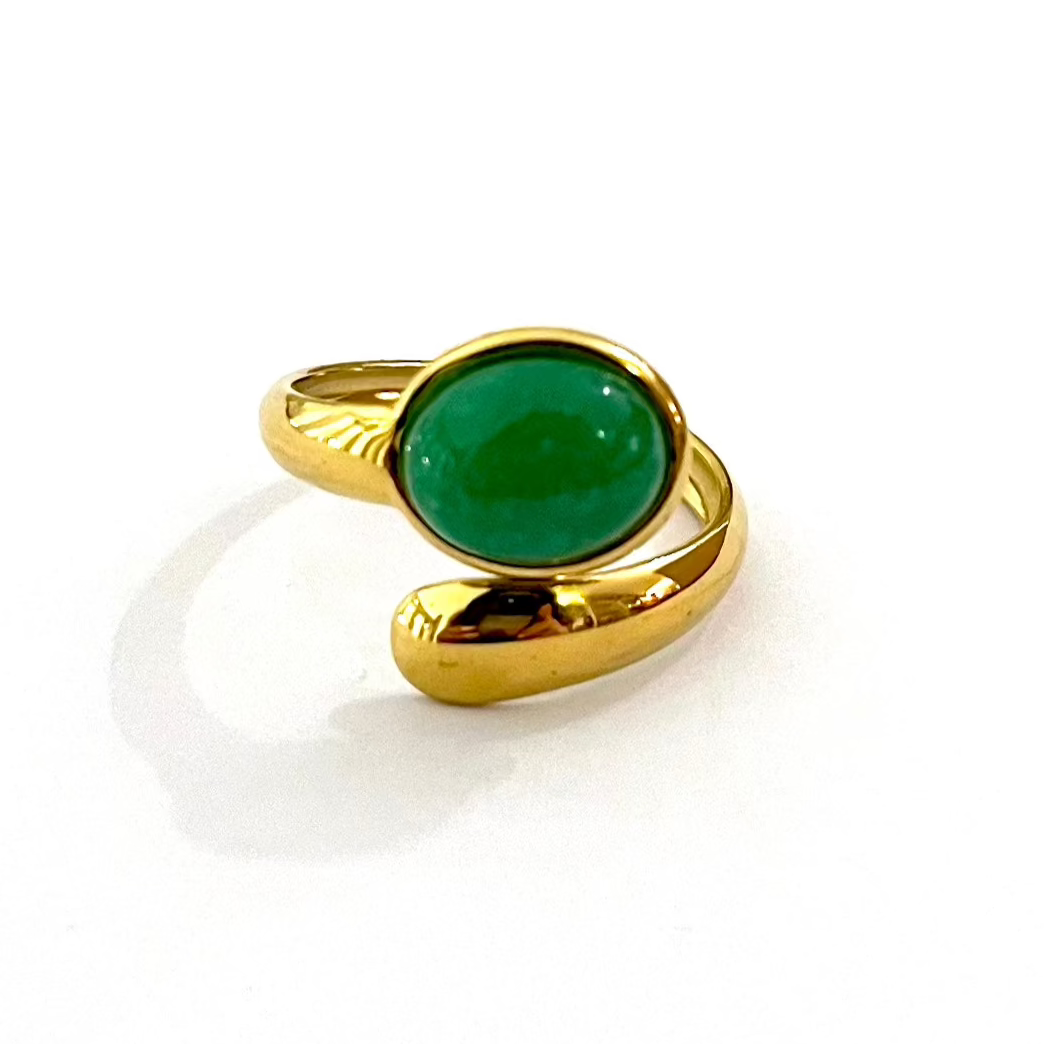 THÉA - Bague en plaqué or vert