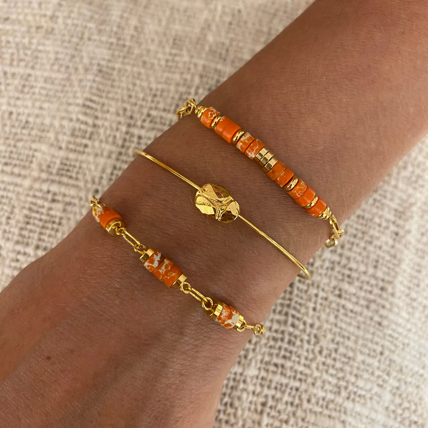 DARIUS - Bracelet en plaqué or orange