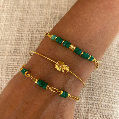 EDDY - Bracelet plaqué or vert