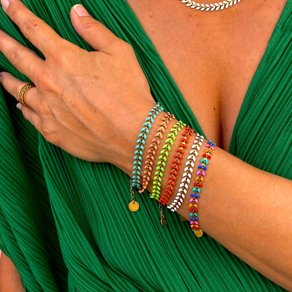 LEZARD - Anise green brass bracelet