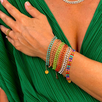 LEZARD - Anise green brass bracelet