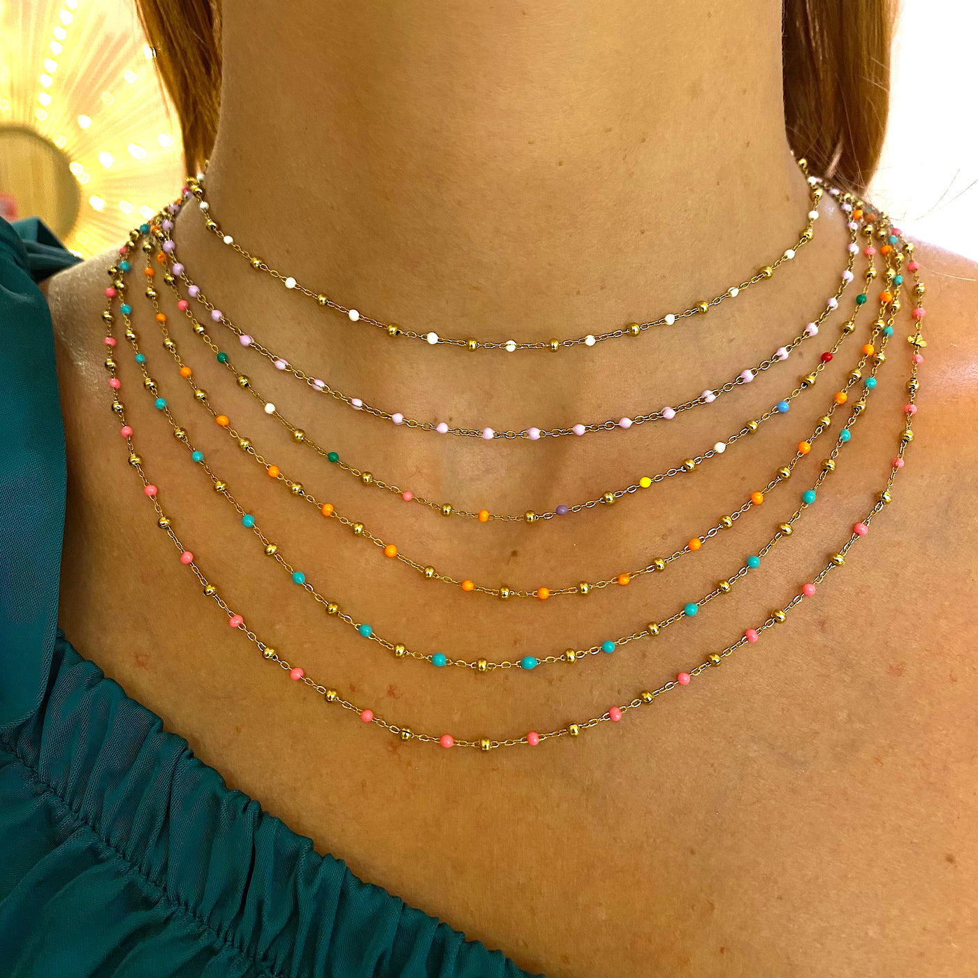 POULETTE - Multicolored gold plated necklace