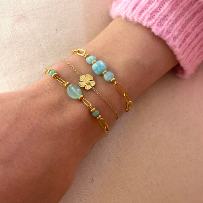 PACIFIC - Bracelet plaqué or turquoise