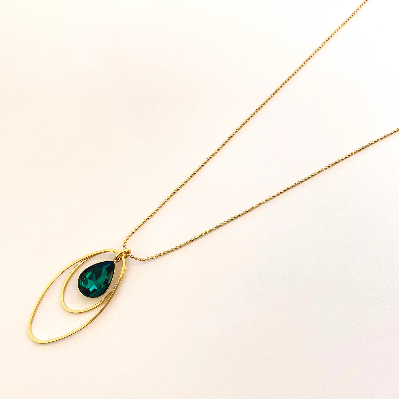 HAZEL - Emerald gold-plated long necklace