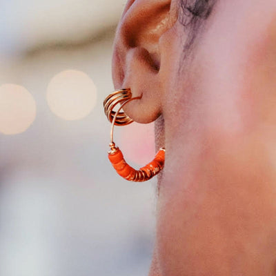 EDDY - Orange gold plated earrings