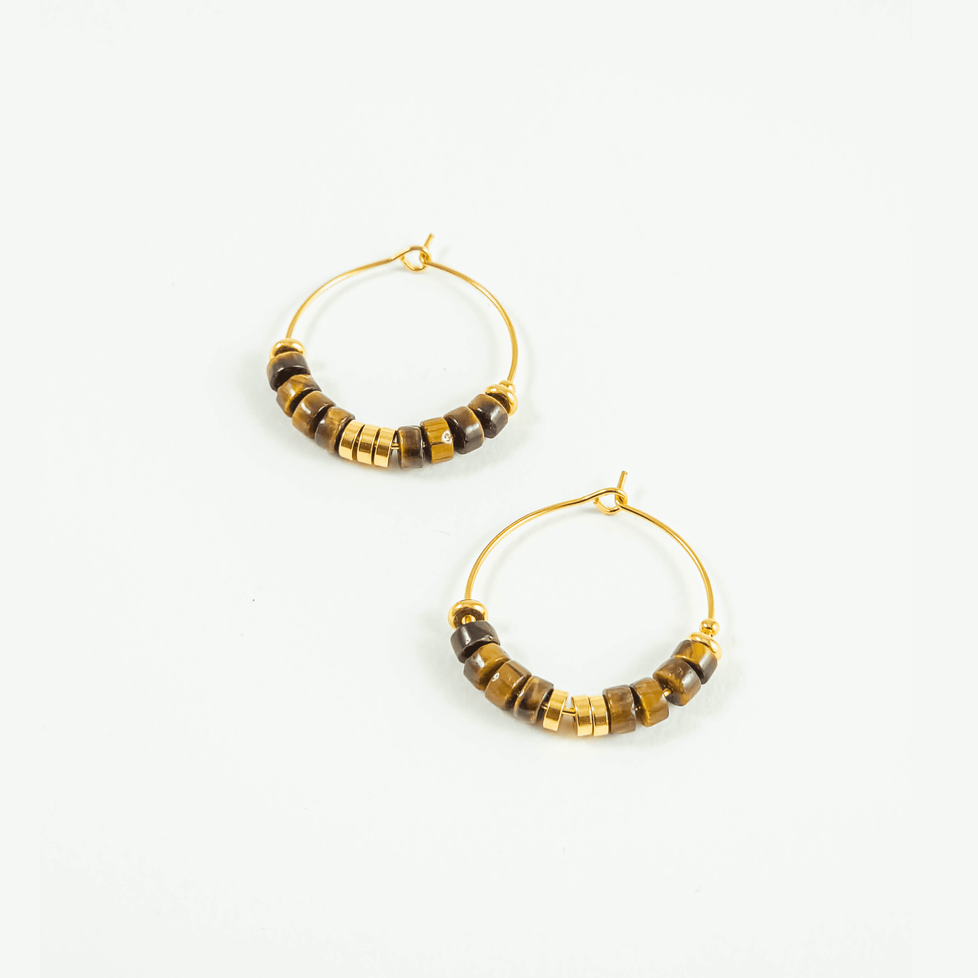 EDDY - Gold plated tiger eye earrings