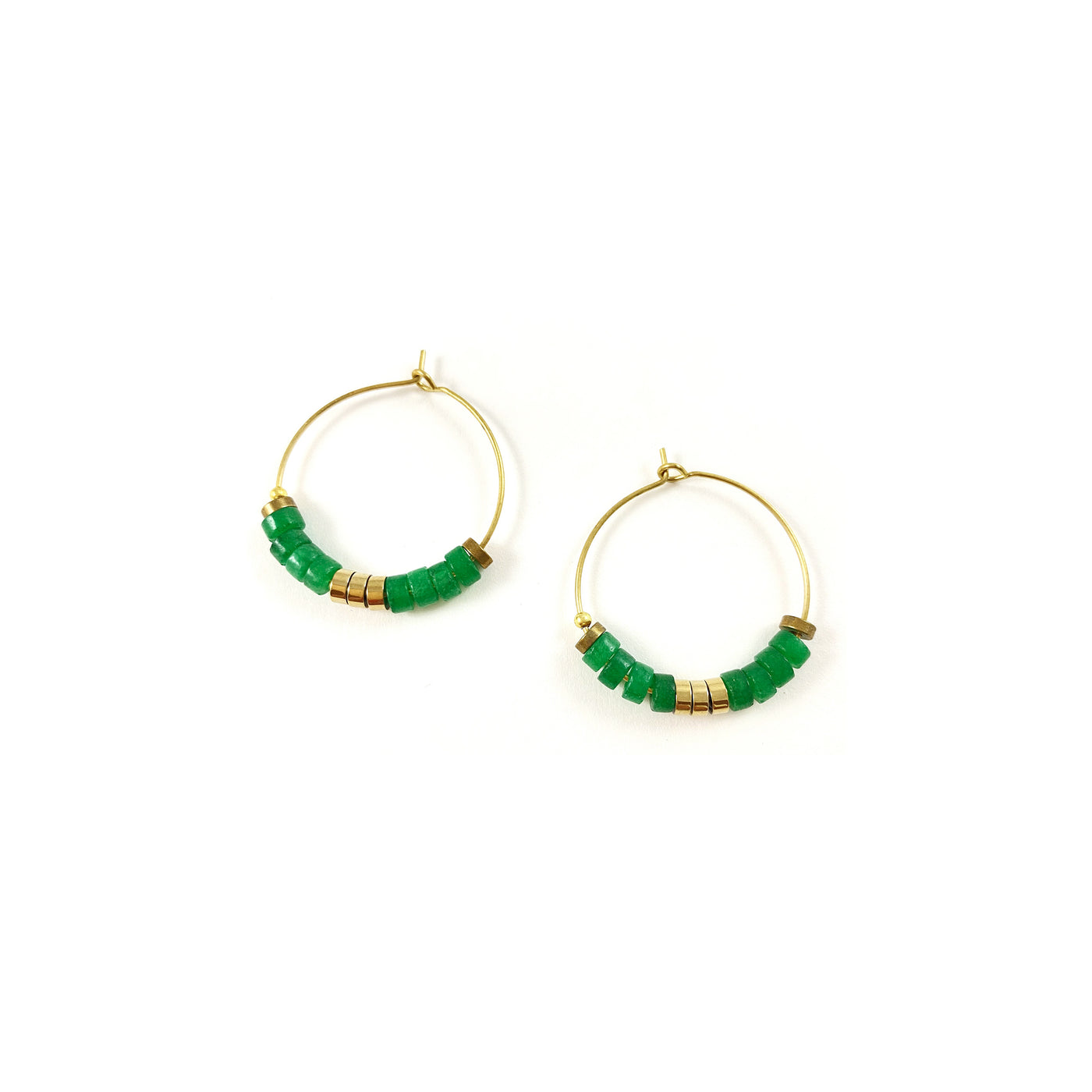 EDDY - Green brass hoop earrings