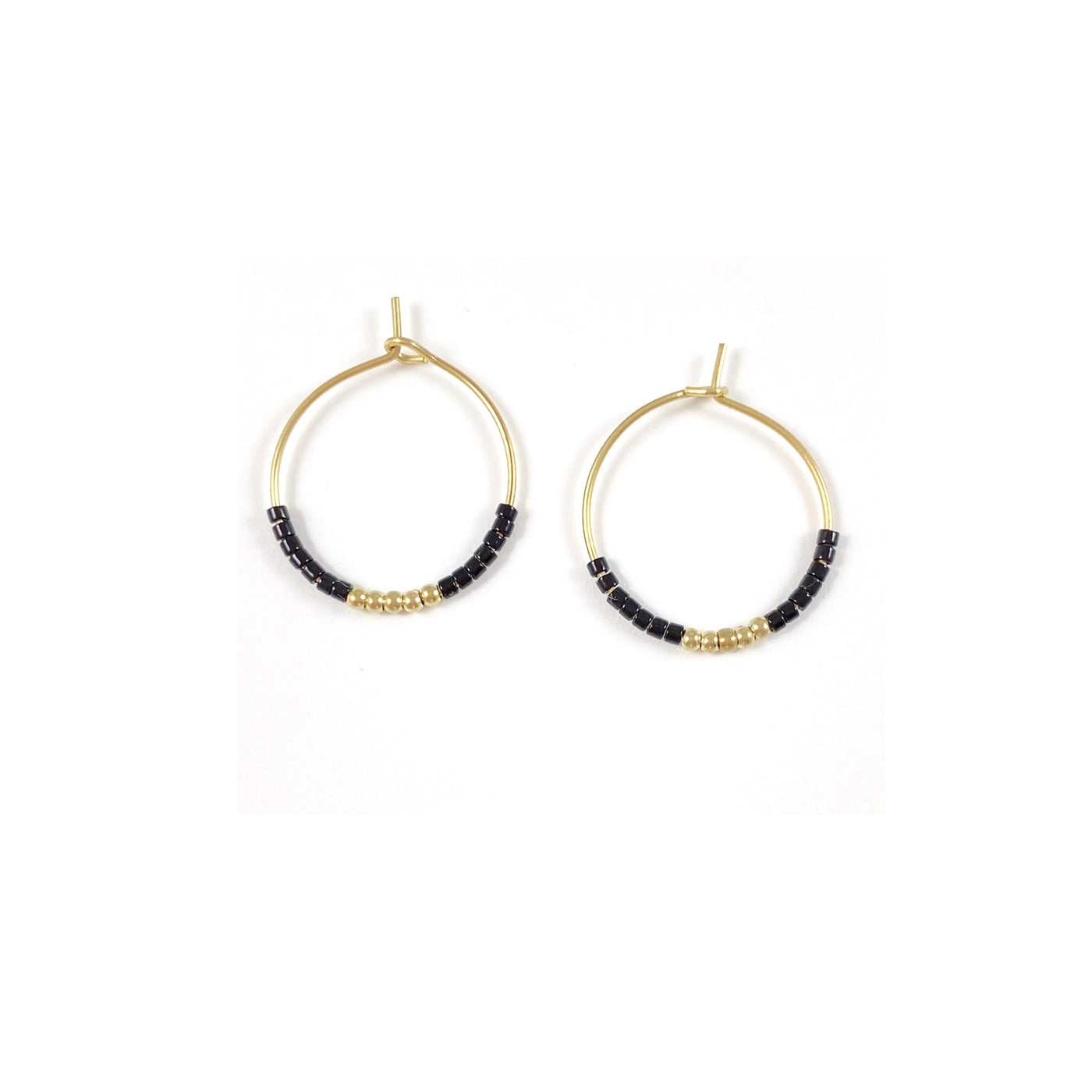 MIYUKI - Black brass hoop earrings